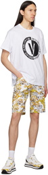 Versace Jeans Couture White & Gold Regalia Baroque Shorts