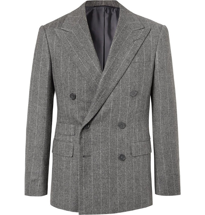 Photo: Ralph Lauren Purple Label - Grey Gregory Double-Breasted Pinstriped Wool Suit Jacket - Men - Gray