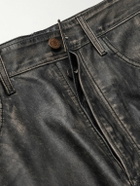 Acne Studios - 2021 Sanding Straight-Leg Panelled Distressed Leather Trousers - Black