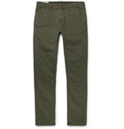 Nudie Jeans - Slim Adam Garment-Dyed Stretch Organic Cotton-Twill Trousers - Men - Army green