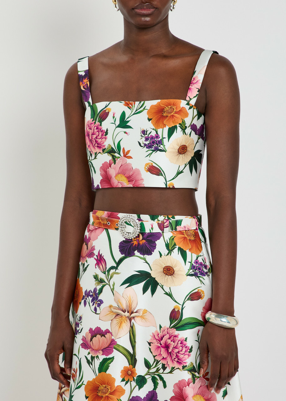 Borgo DE Nor Didi Floral-print Cropped Taffeta top Multicoloured