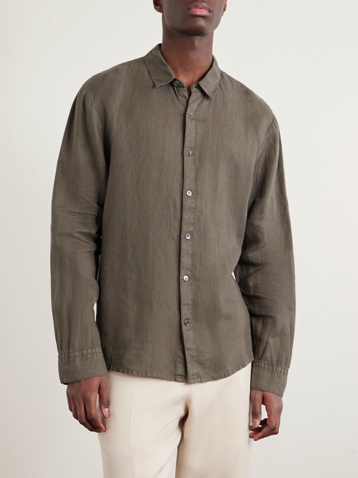 James Perse - Garment-Dyed Linen Shirt - Green
