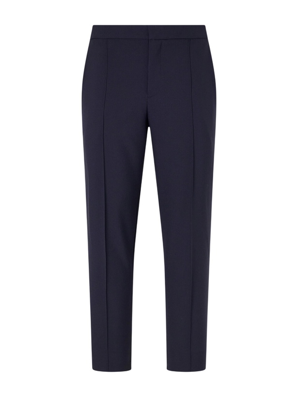 Photo: Zegna - Tapered Pleated Wool-Canvas Trousers - Blue
