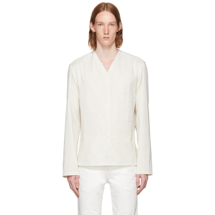 Photo: Lemaire Off-White V-Neck Collar Shirt