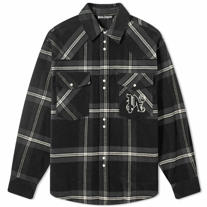 Photo: Palm Angels Men's Monogram Check Overshirt in Navy