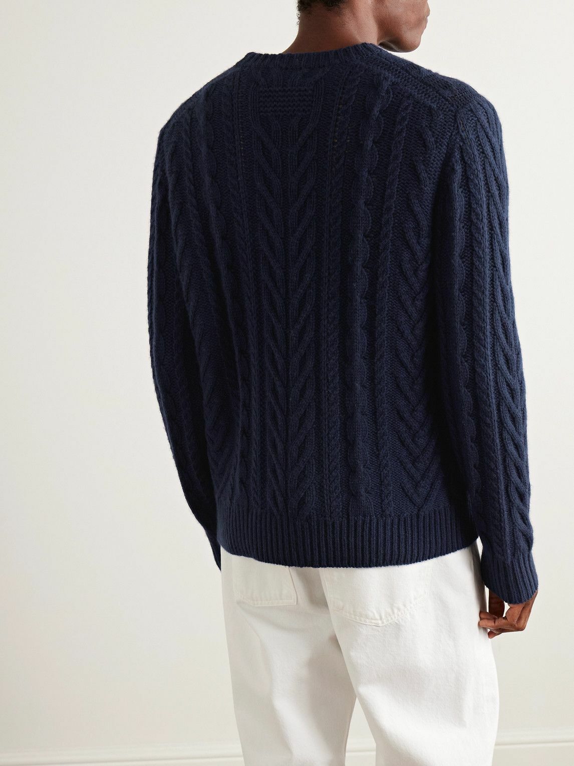 Guest In Residence - Fisherman Cable-Knit Wool and Cashmere-Blend Sweater - Blue