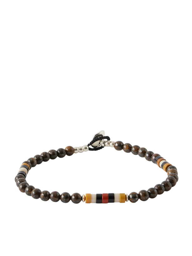 Photo: Mikia - Sterling Silver Bronzite and Jasper Beaded Bracelet - Brown