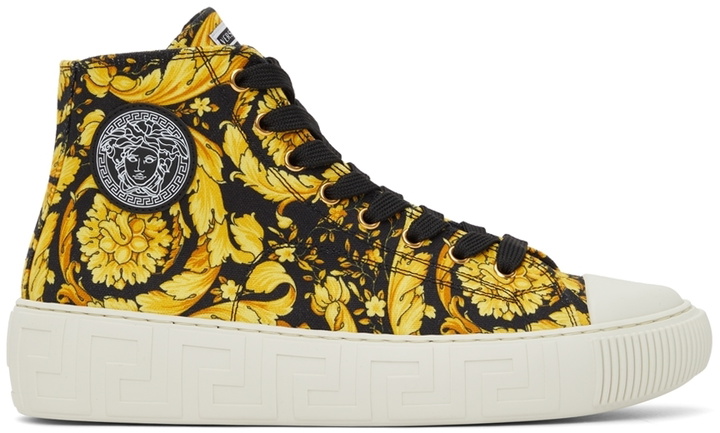 Photo: Versace Black Canvas Barocco Greca Sneakers