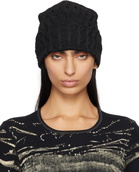 Anna Sui Black Crochet Knit Beanie