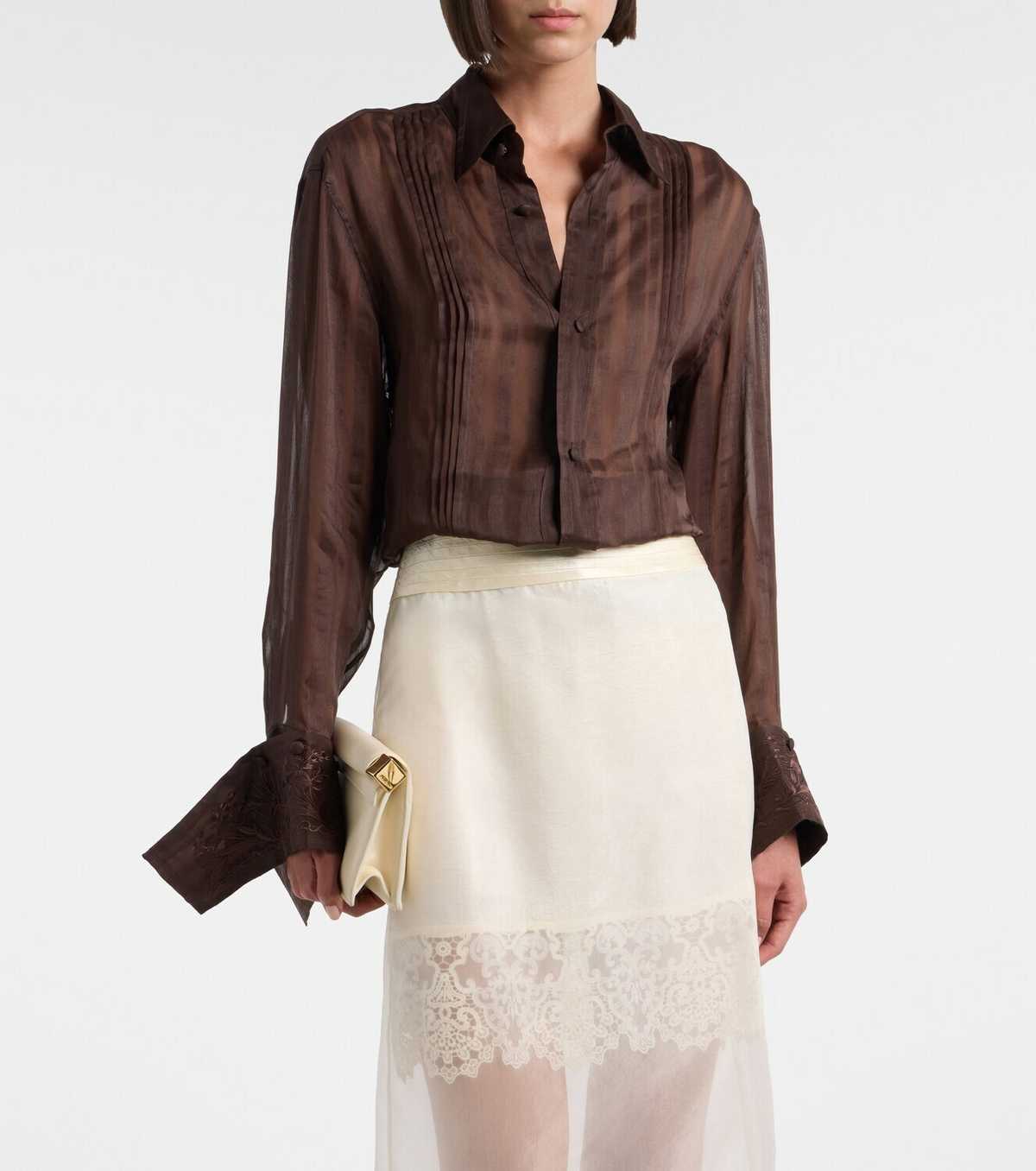 Xu Zhi Embroidered linen and silk shirt