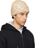 Burberry Beige Check Mohair Wool Blend Beanie