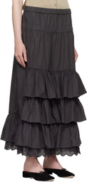 OPEN YY Gray Rolled Waist Tiered Midi Skirt
