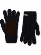Anderson & Sheppard - Suede-Panelled Merino Wool-Blend Gloves - Blue