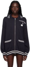 Pushbutton Navy Intarsia Jacket