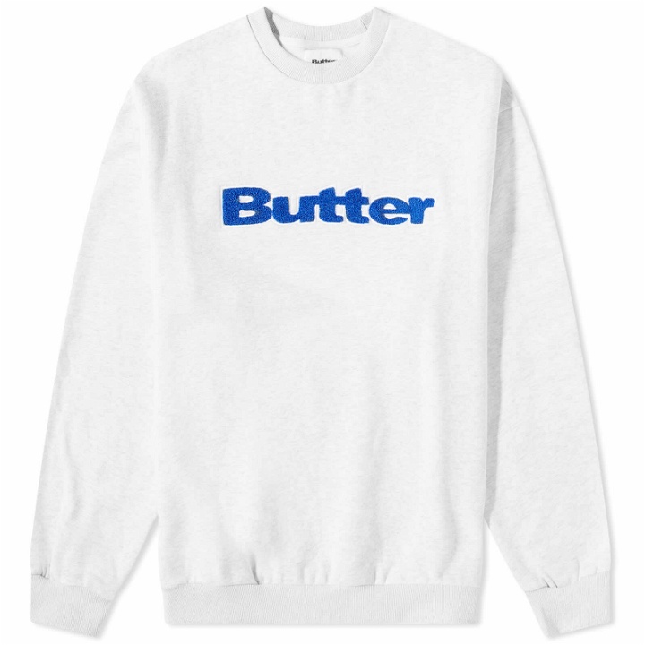 Photo: Butter Goods Men's Chenille Logo Crew Sweat in Ash Grey