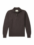 Purdey - Clifford Ribbed Wool and Cashmere-Blend Half-Zip Sweater - Brown