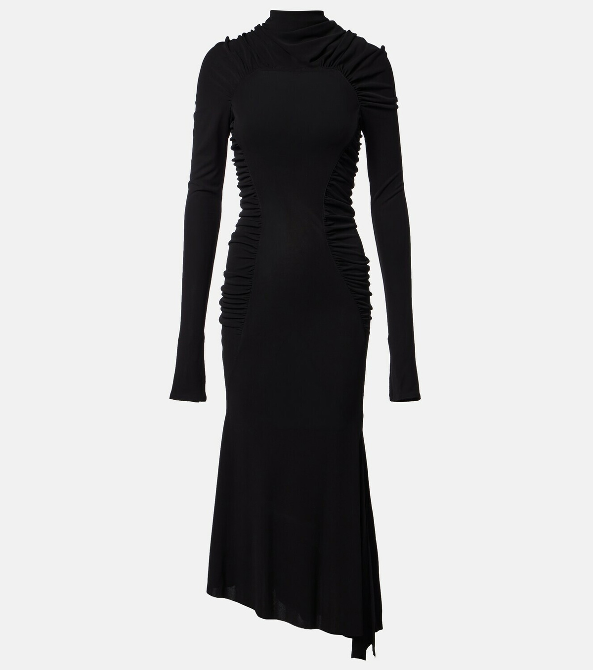 Victoria Beckham Gathered asymmetric jersey midi dress