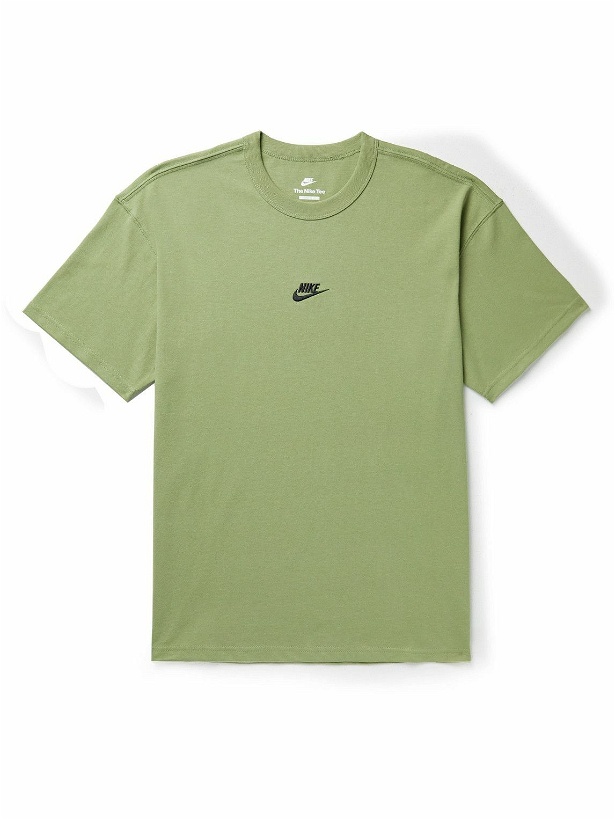 Photo: Nike - Sportswear Logo-Embroidered Cotton-Jersey T-Shirt - Green