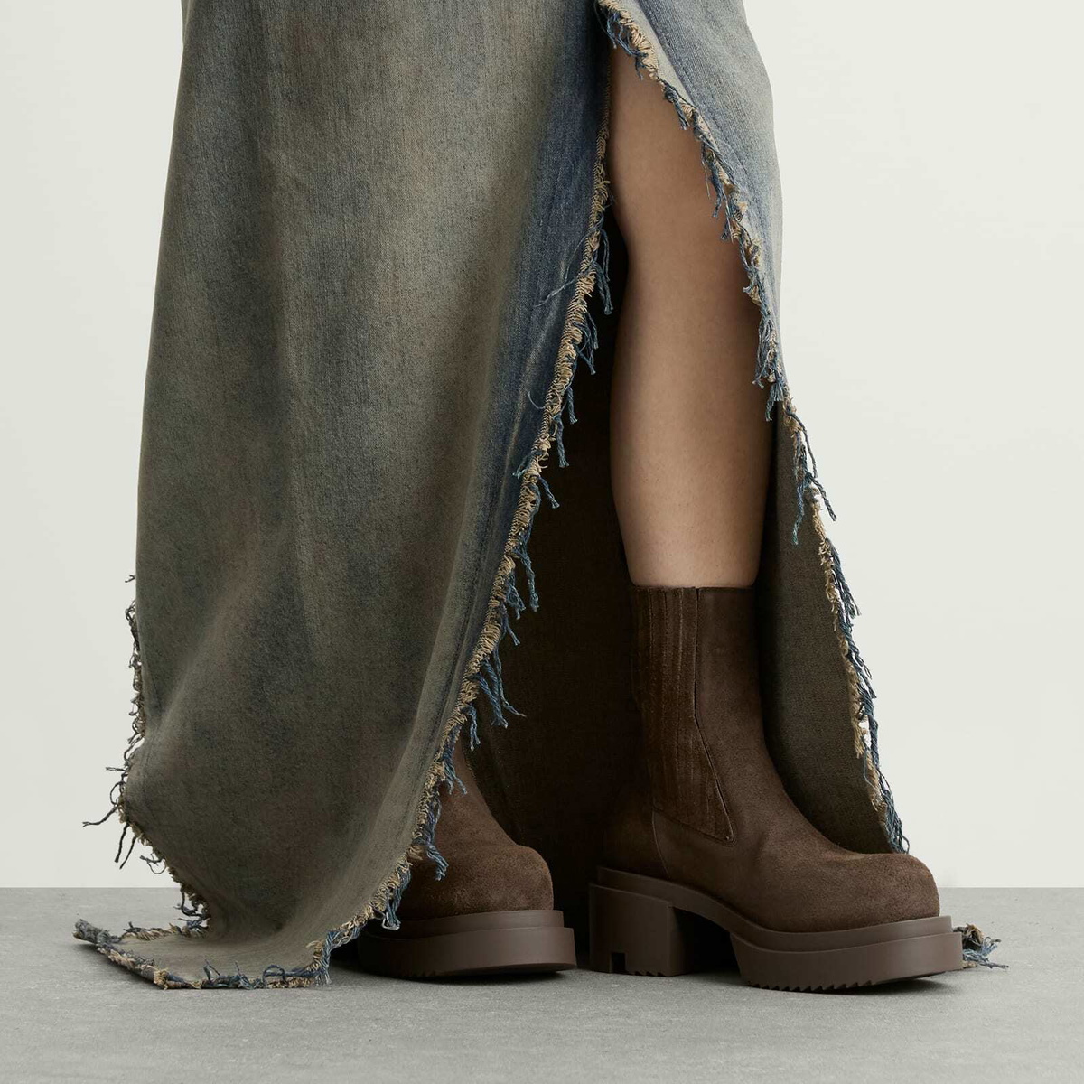 Rick Owens Women's Bogun Suede Ankle Boot in Dark Dust