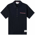 Thom Browne Men's Mercerised Pique Pocket Polo Shirt in Navy