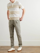 Brunello Cucinelli - Striped Ribbed Cotton Polo Shirt - Neutrals