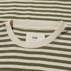 Folk Men's Classic Stripe T-Shirt in Olive/Ecru