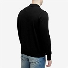 Stone Island Men's Soft Cotton Long Sleeve Knitted Polo Shirt in Black