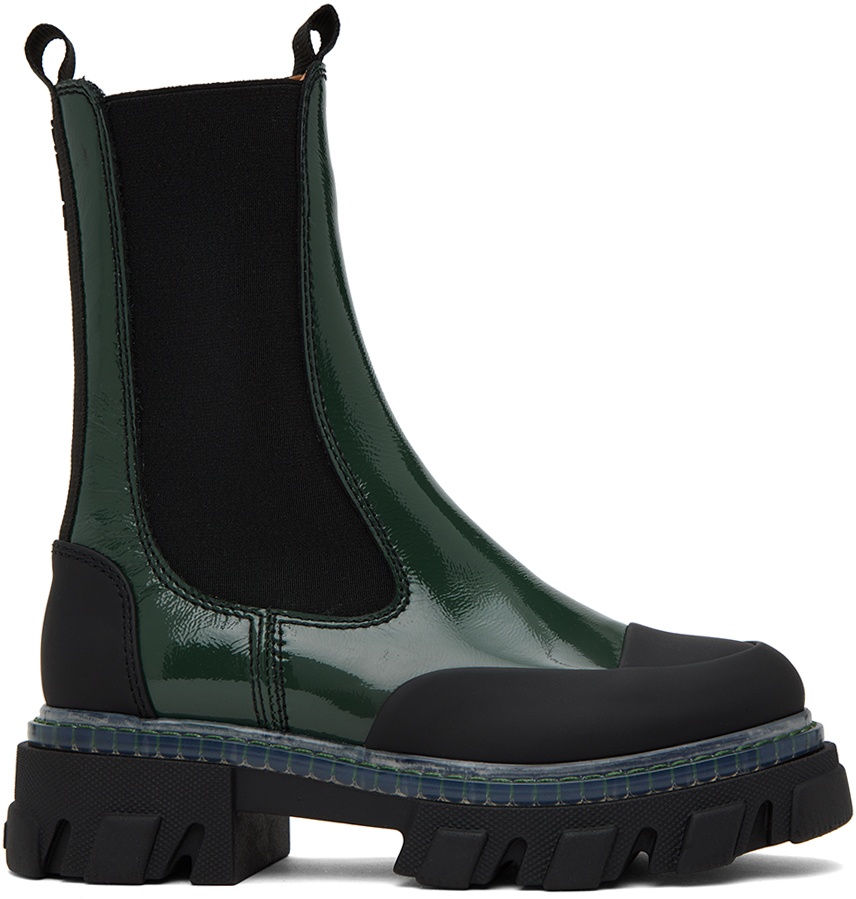 GANNI Green Cleated Chelsea Boots GANNI