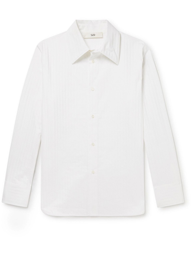 Photo: Séfr - Millie Striped Wool-Blend Overshirt - White