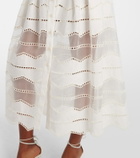 Elie Saab Organza-trimmed cotton midi skirt