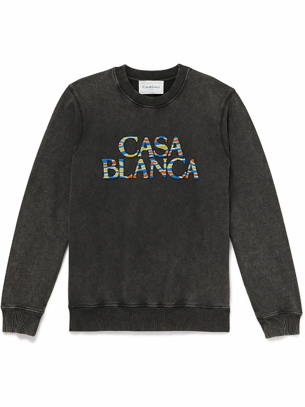 Photo: Casablanca - Ange De Jour Logo-Appliquéd Organic Cotton-Jersey Sweatshirt - Black