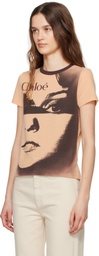 Chloé Orange & Brown Crewneck Logo T-shirt