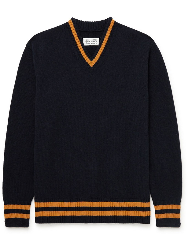 Photo: Maison Margiela - Striped Wool Sweater - Blue