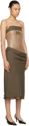Commission Khaki & Taupe Paneled Midi Dress