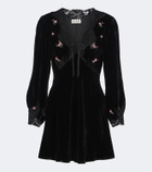 Rixo Carolina lace-trimmed velvet minidress