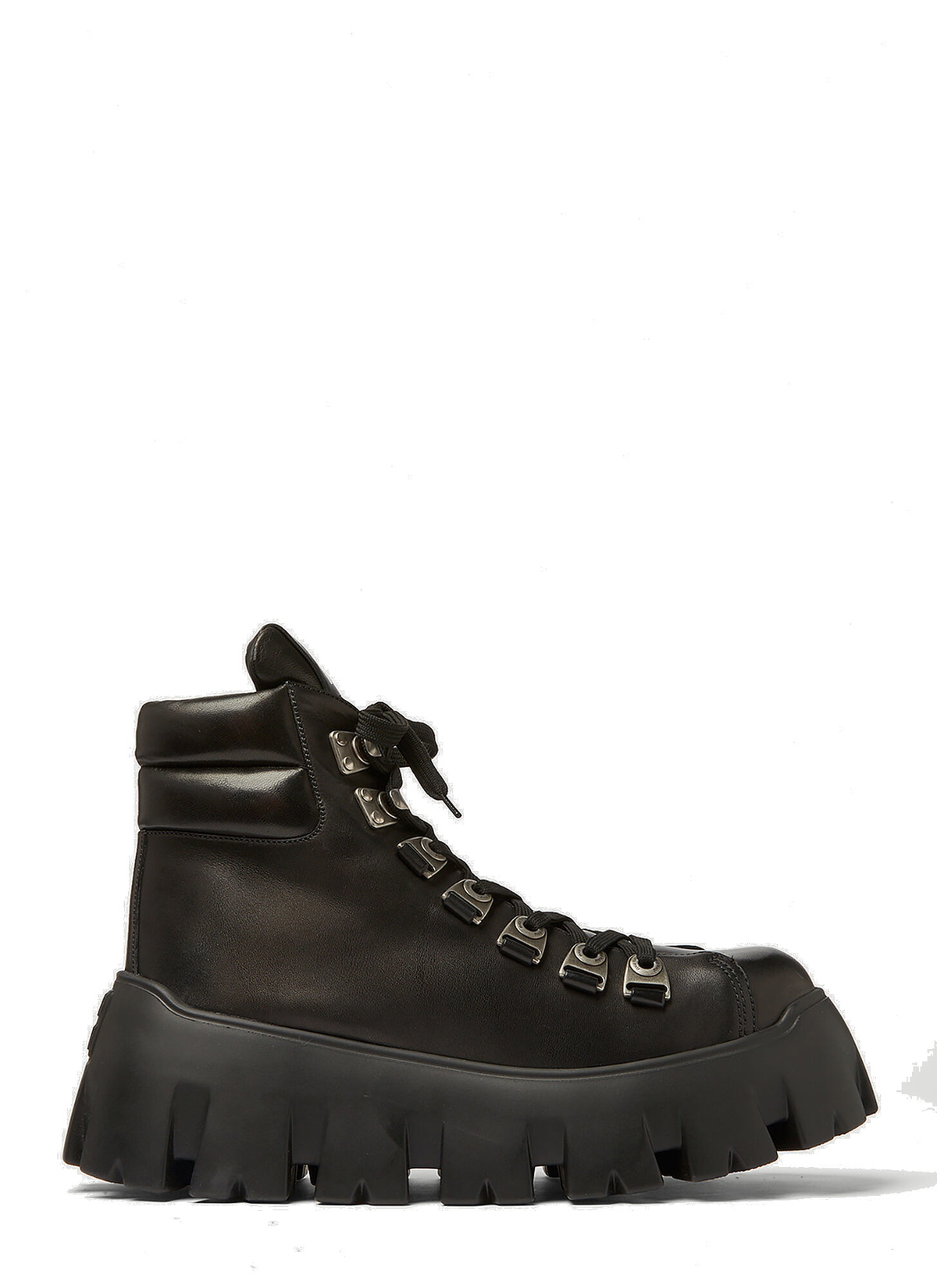 ショートブーツ・ブーティ MIUMIU BLACK LEATHER ANKLE BOOTS Miu Miu Moto Boots | Black | FARFETCH