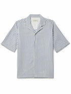 Officine Générale - Eren Camp-Collar Striped Cotton-Blend Seersucker Shirt - Blue