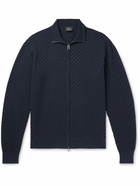 Brioni - Cotton, Silk and Cashmere-Blend Zip-Up Cardigan - Blue