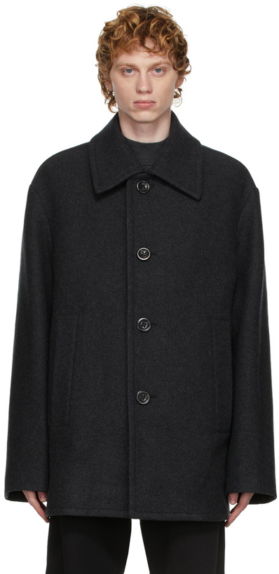 Photo: Dries Van Noten Grey Felted Wool Coat