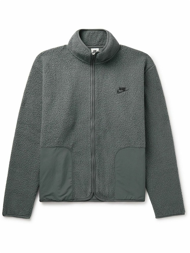 Photo: Nike - Club Logo-Embroidered Nylon-Trimmed Fleece Jacket - Gray