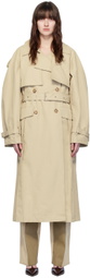 Elleme Beige Double-Breasted Trench Coat