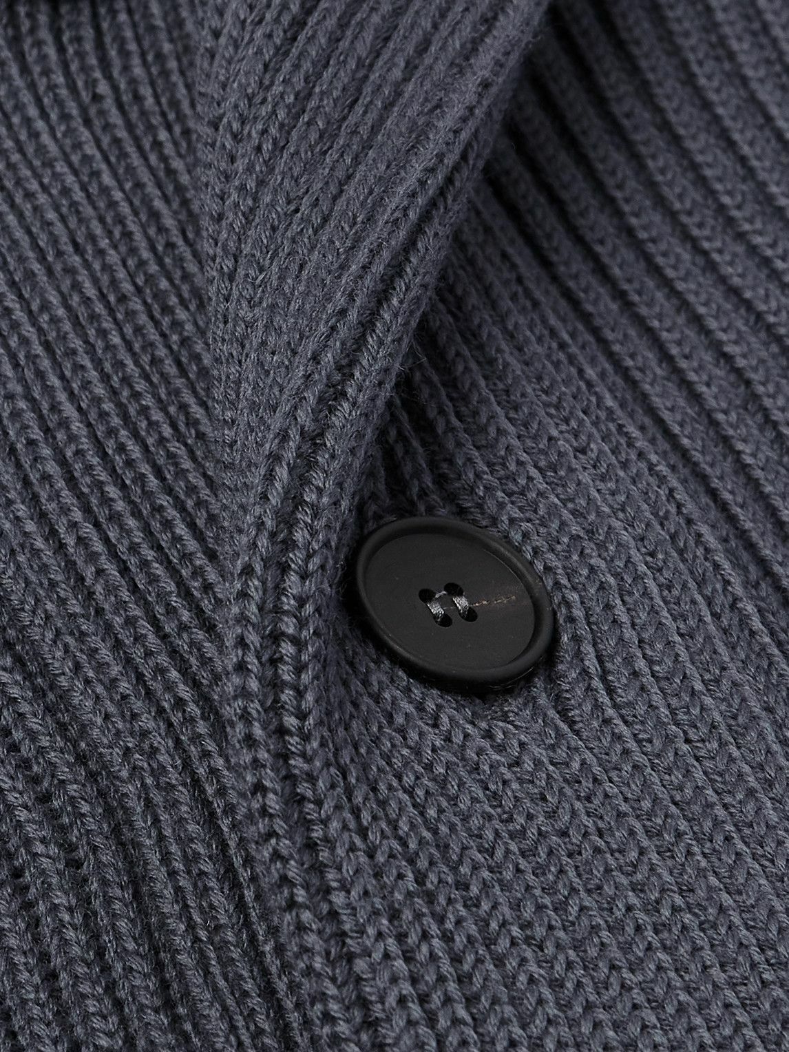 Thom Sweeney - Shawl-Collar Ribbed Wool Cardigan - Blue