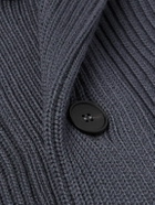 Thom Sweeney - Shawl-Collar Ribbed Wool Cardigan - Blue