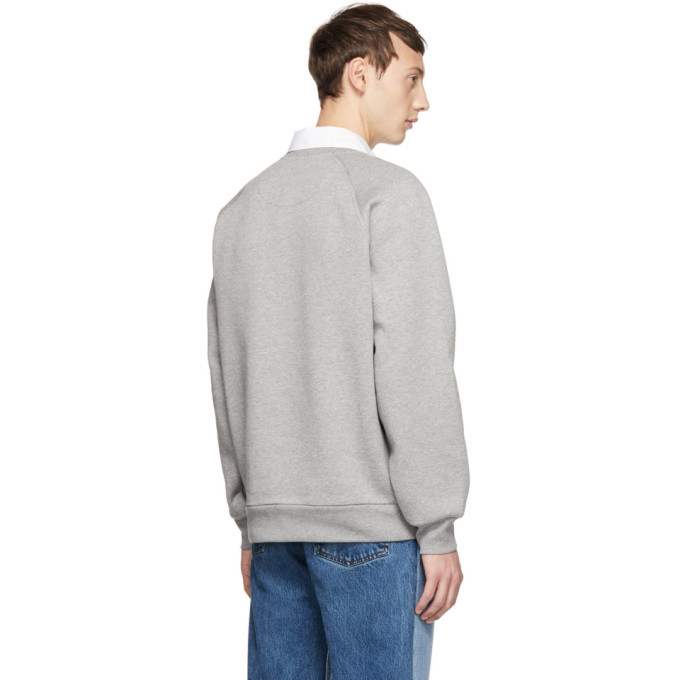 【送料&関税込】Burberry Grey Crewneck Sweater With Ekd Logo Burberry Logo Embroidered Sweatshirt in Gray | Lyst
