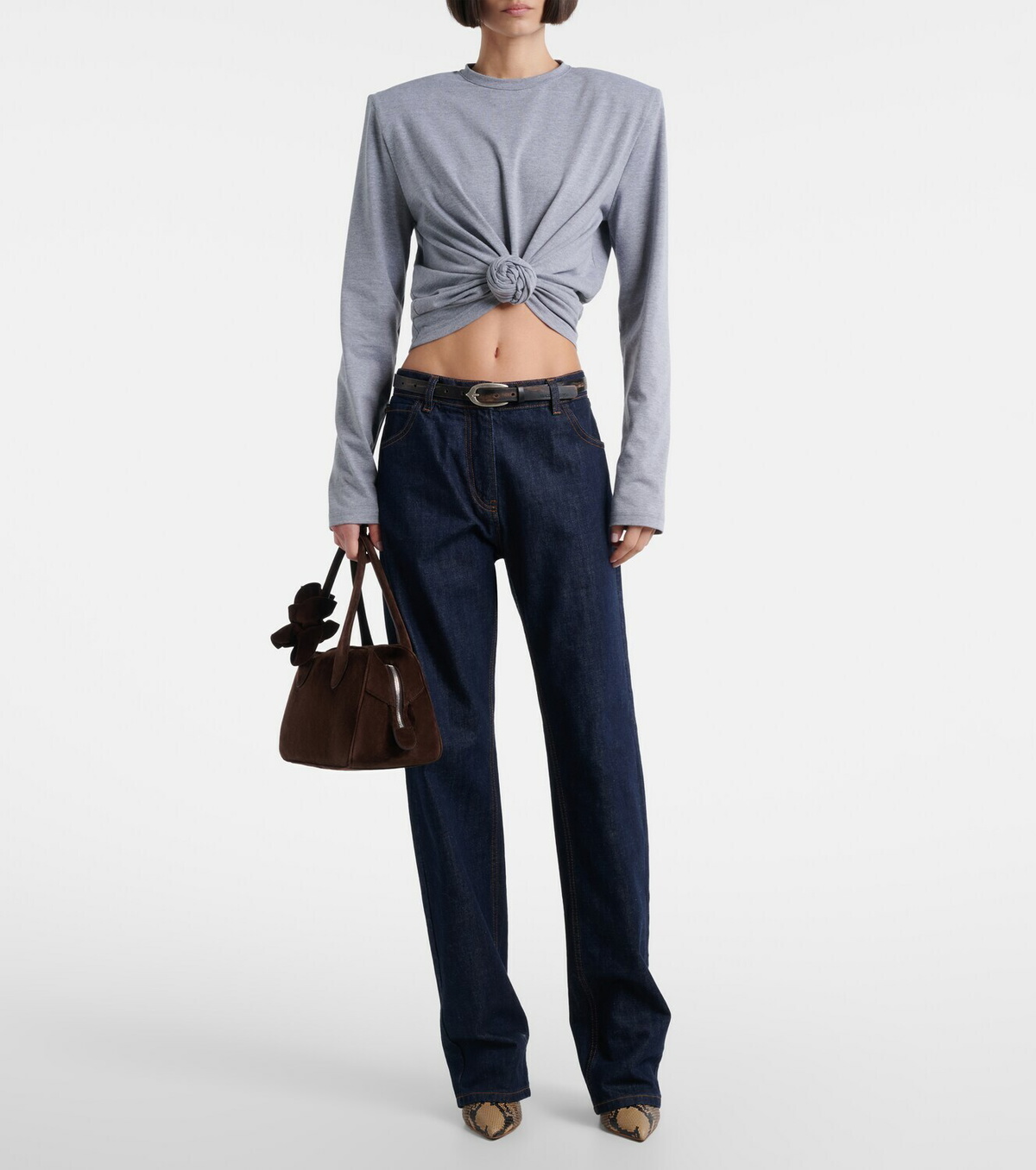 Magda Butrym Cropped cotton-blend jersey top