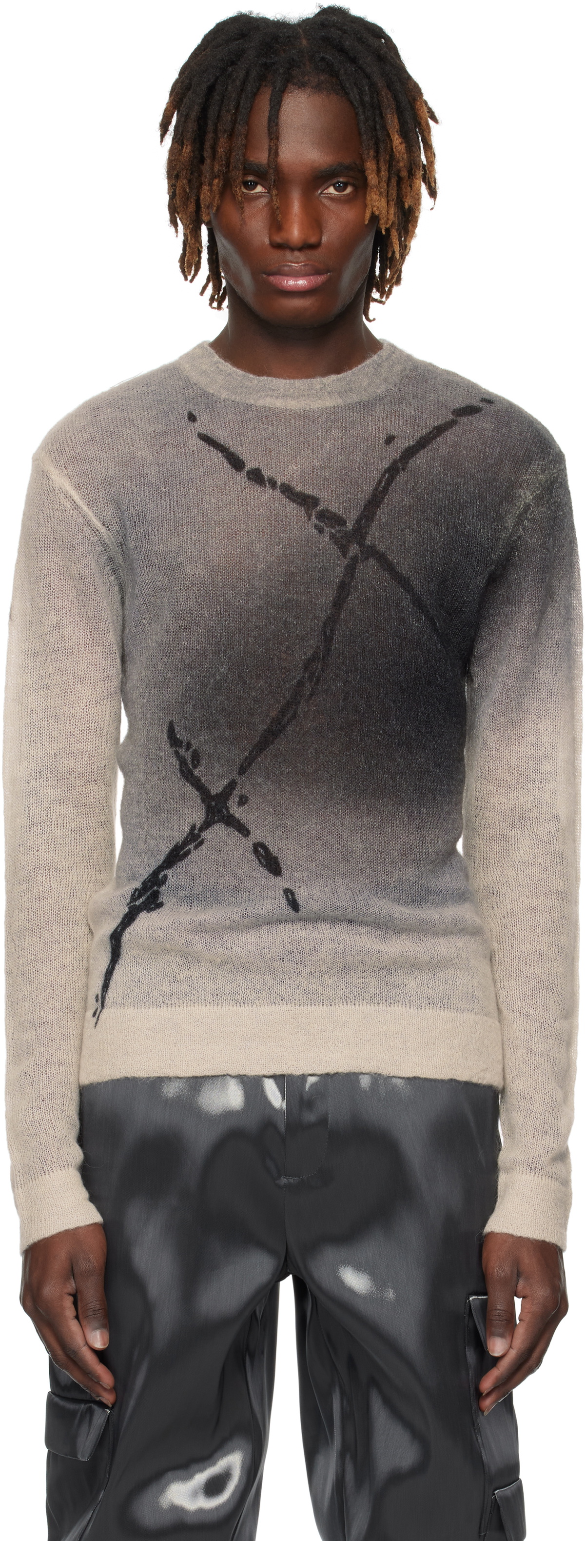 HELIOT EMIL Gray Distressed Sweater Heliot Emil