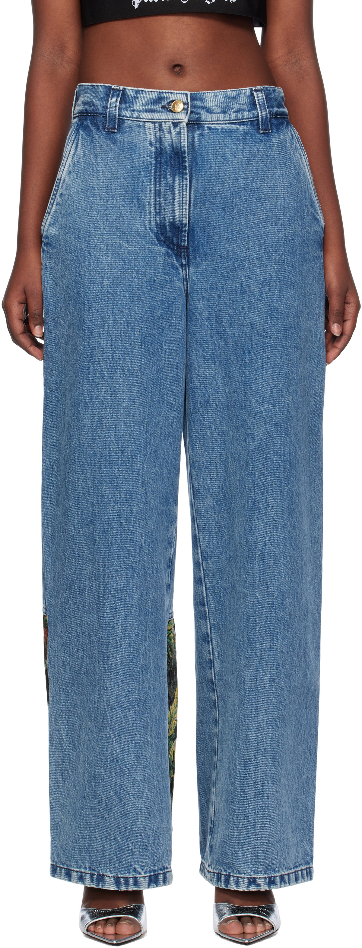 Palm Angels Blue Baggy Jungle Insert Jeans