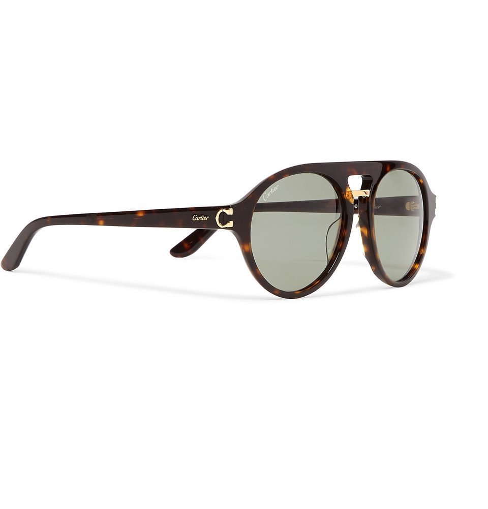 Cartier Eyewear Aviator Style Tortoiseshell Acetate and Gold