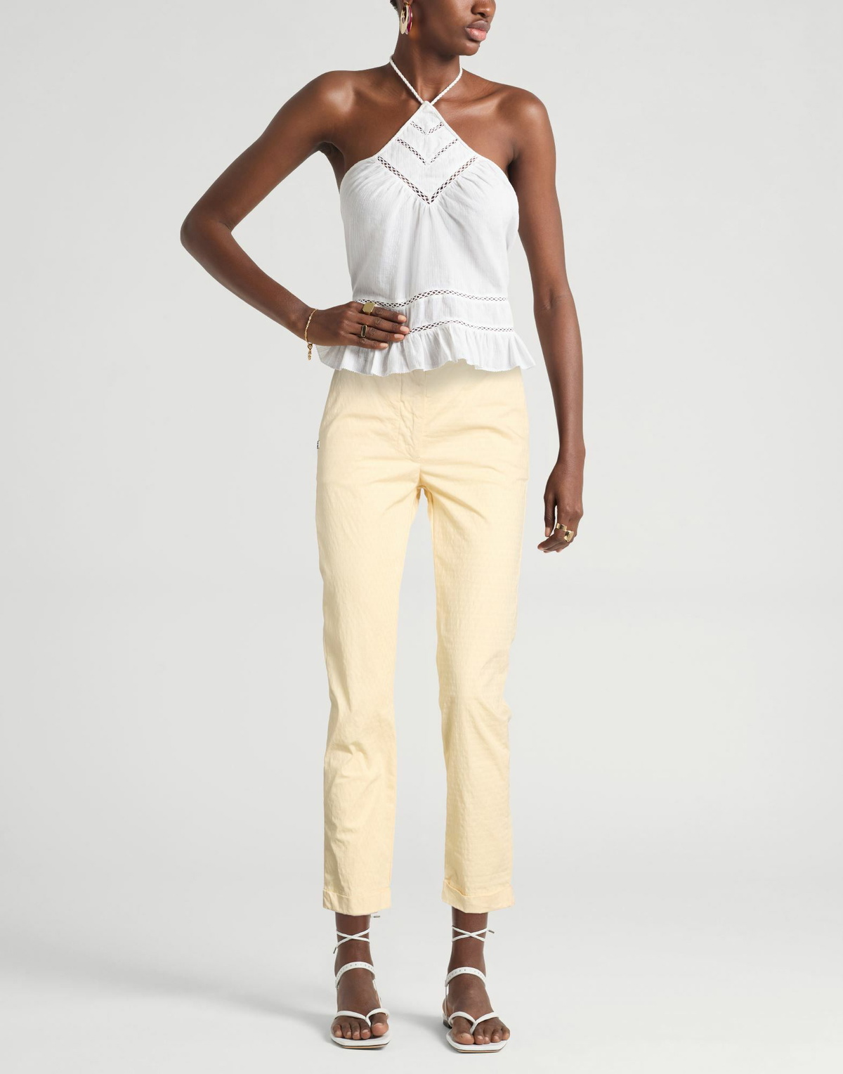 Manila Grace Womens Pants Pastel in Yellow