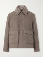 Canali - Shearling-Trimmed Wool and Cashmere-Blend Bomber Jacket - Neutrals